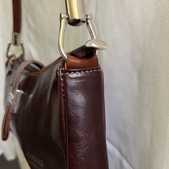 Brown Leather Looping Handle Bag Made in Italy - Picture 9 of 16